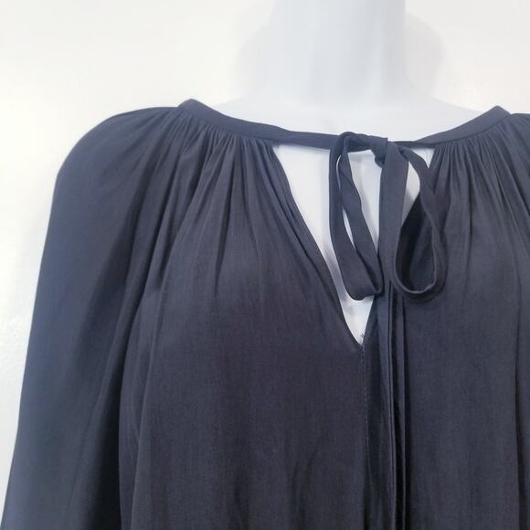 Ramy Brook Paris Smocked Black Mini Dress Long Sleeves - Picture 11 of 12